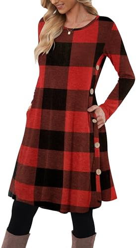 MOLERANI Jumper Dress for Women Long Sleeve Dress Ladies Button Tunic Dress with Pockets
