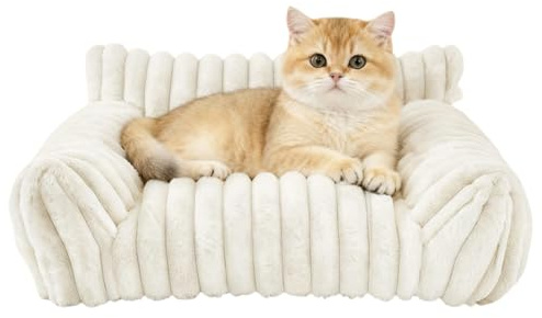 RANJIMA Hundsoffa, kattsängar för huskatter, husdjurssäng för katter och valpar, mjuk, fluffig, gosig säng, tvättbar, mjuk husdjurssovsäng för hundkorg, hundsoffa