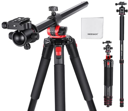 NEEWER Kamera Stativ Einbeinstativ, 72 Aluminium Overhead Mount Stand Heavy Duty für DSLR Cam Camcorder, Horizontal Mittelsäule, 360° Kugelkopf & Arca Typ QR Platte, Max. Last 33 lbs, Reinigungstuch