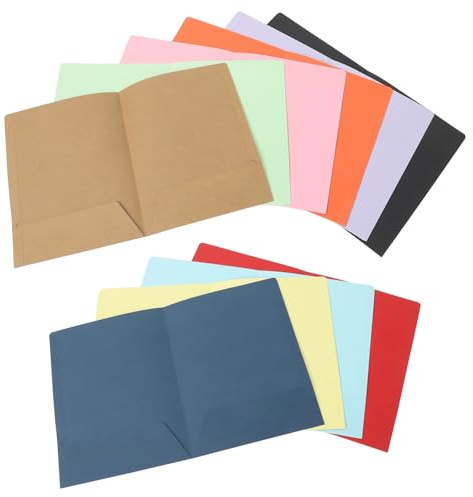 FOMIYES Lot de 10 Chemises à Pochettes en Papier Épais A4 Double Compartiment Couleurs Assorties Organiseur de Dossiers pour Bureau École et Rangement de Documents Importants