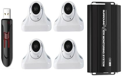 Retrocamera Sistemi Di Telecamere Con Visione Surround 360° Registratore Con Vista Senza Soluzione Di Continuità (3D+1080P) Backup Camera(White version128 usb)