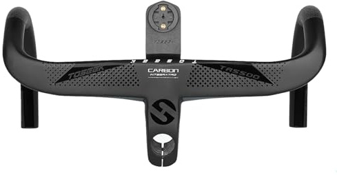 Manillares de carbono para bicicleta de carretera integrados, manillar de carreras 360-440 mm, manillar de bicicleta con enrutamiento interno de cables y soporte para computadora de bicicleta para