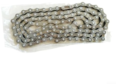 Cadena de bicicleta de una sola velocidad, acero de alta resistencia para hebilla de seguridad, cadena de engranaje fijo de 116 eslabones compatible con bicicletas de pista y carretera, color plateado