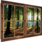 Wandbild XXL Fensterrahmen Deko Kunst Bilder Wald Blätter mehrfarbig 120x80 cm