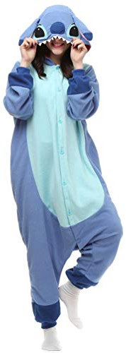 zhaojiexiaodian Tier Onesie Erwachsene für Damen Herren Pyjama Nachtwäsche Stitch Kostüm Cartoon (DE/NL/SE/PL, Alphanumerisch, M, Blau)