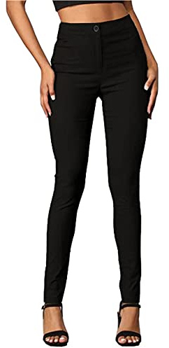femiss Girls Black School Trousers Sizes 4 6 8 10 12 14 16 18 Women Work Office Skinny Strech Trousers (Black-8-29)
