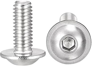 sourcing map Flanged Button Head Socket Cap Screws, M4*10mm Hex Socket Drive Screw, 304 Stainless Steel Fasteners Bolts, Fully Threaded Machine Screw 50Pcs