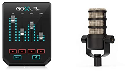 GoXLR Mini - Mixer & USB Audio Interface for Streamers & RØDE PodMic Broadcast-quality Dynamic Microphone with Integrated Swing Mount for Podcasting, Streaming, Gaming, and Voice Recording