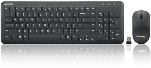 Lenovo 300 Wireless Combo Keyboard and Mouse, 2.4 GHz Nano USB-A Receiver, Batteries Included