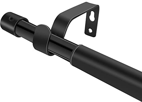 Adjustable Curtain Rod 36-63 in Length, 3/4-inch Black Pole for Windows