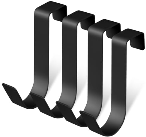 flintronic 4 Pezzi Appendiabiti da Porta,Ganci per Porta in Acciaio Inox, Ganci Attaccapanni, Adatto per Camere da Letto, Bagni, Sale Studio,Armadietto,Accappatoio, Ombrello(Nero)