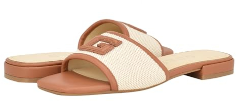 GUESS Damen Tampa Flache Sandale, Medium Natural/Beige Multi, 37 EU