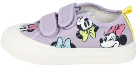 Baskets Minnie Mouse pour enfants - Lilas - Taille 26 - Fermeture Velcro - Baskets en toile avec semelle en TPR - S'enfile par l'arrière - Produit Original Fabriqué en Espagne