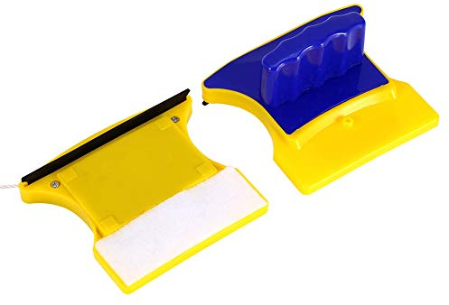 1 St Glasrengöringsmedel, Magnetisk Glastorkare Glasrengöringsmedel Fyrkantig Dubbelsidig Magnetisk Glasrengöringstorkare med 2 Extra Bomull för Fönster