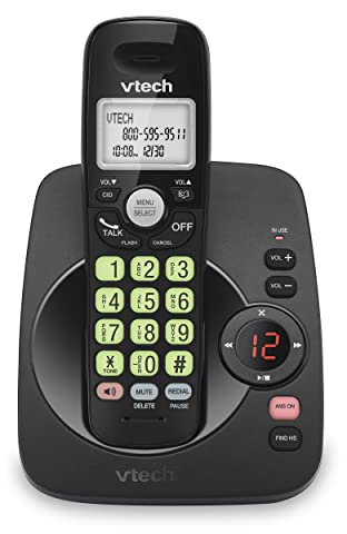 [New] VTech VG134-11 DECT 6.0 Cordless Home Phone with Bluetooth Connection, Digital Answering Machine, Backlit Display,Full Duplex Speakerphone, Caller ID/Call Waiting,1000 ft Range (Black)