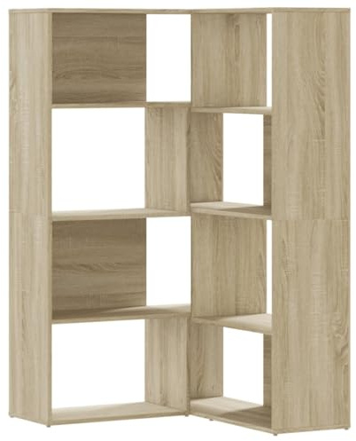 vidaXL Estantería de Esquina 4 Niveles Madera Roble Sonoma 85x85x140cm, estantería de Esquina, Vitrina de Esquina, Armario de Esquina