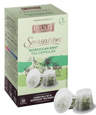 EVOLET - Cápsulas Premium de Té Verde con Menta - Compatibles con Nespresso - 10 Cápsulas - Propiedades Antioxidantes - Infusiona en Frío y Caliente