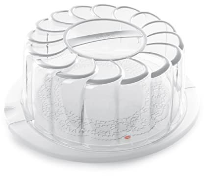 Snips Boite a Gateau, avec poignée, plateau décoratif avec napperon, porte-gâteaux diamètre 28 cm x hauteur 11 cm, 2 fermetures de sécurité ; Made in Italy