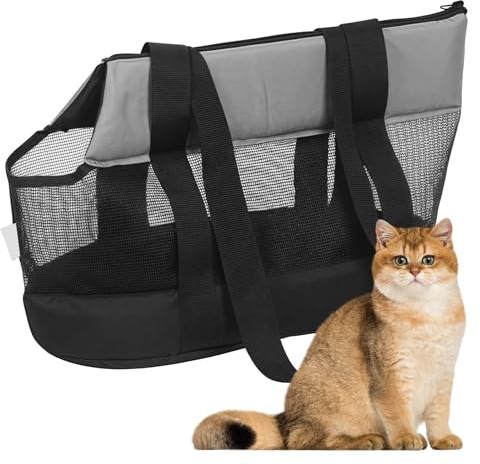 Traspirante, borsa a tracolla per cani, traspirante, per cani di taglia piccola, media e gatto, nero