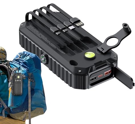 Solcellsladdare, extern powerbank | 20 000 mAh externt batteri med handvev, SOS-stroboskopljus och nödlampa för , vandring, camping, resor och utomhus