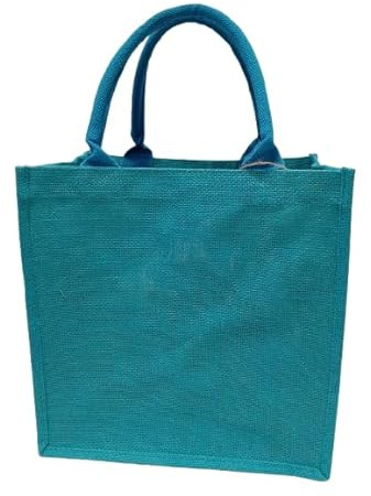 Generico Borsa Mare in Juta Colore Azzurro 30 x 30 x 19 cm con Manici, Resistente, Antipioggia.