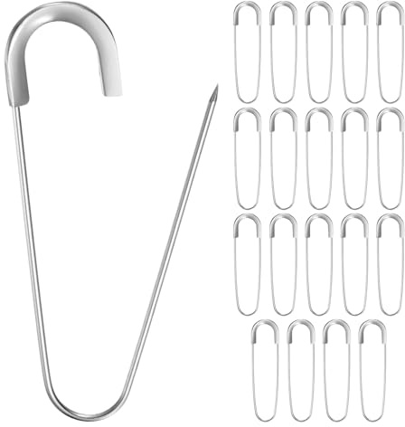 M METERXITY 20 Pcs Spilla Di Sicurezza Grande, 3.15 Pollici (80mm) Spilla Pesante In Lega Di Zinco Per Cucire Abiti/Costumi/Gonne/Vestiti/Forniture Per Artigianato [Tono Argento]