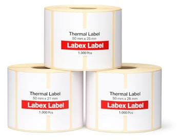 Étiquette Thermique Direct 50x25 mm | Étiquettes D’expédition - Autocollantes Thermiques - 3 Rouleaux - 3000 Étiquettes Professionnelles