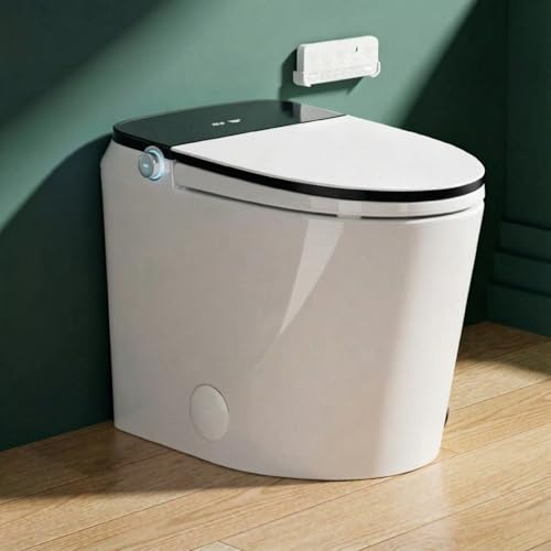 VOMLOR 18 Tall Smart Toilet with Bidet Built In,ADA One Piece Modern Elongated Electric,Tankless Toilets with Warm Water Sprayer and Dryer,Foot Sensor Operation,Bidet with Heated Seat LED Display