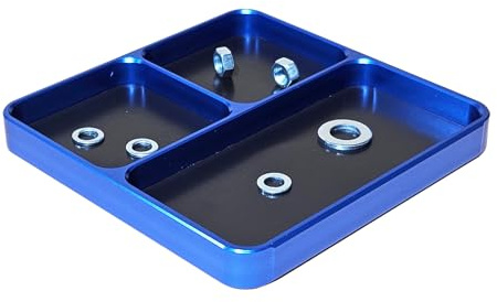 Fafeicy Bandeja de Tornillos Magnéticos, 4 Compartimentos Bandeja de Reparación CNC de Aleación de Aluminio con Almohadilla Magnética Extraíble para Pernos de Coche RC Organizador de (BLUE)