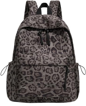 Sac à dos tendance bandoulière homme imprimé léopard sac de jour pour livres usage quotidien sac à main urbain compartiment spacieux style décontracté robuste et élégant pour le (Grey, One Size)