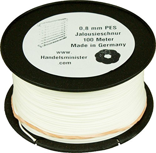 Handelsminister.com Jalousieschnur Plisseeschnur 100m Zugschnur für Plissee Raffrollo Jalousie Ersatzschnur, Farbe:weiß, Durchmesser:0.8mm