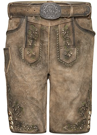 Herren Lederhose Ludwig aus der Meisterstück Serie von Schöneberger Trachten - Vintage Trachtenlederhose inkl. Trachtengürtel (60, braun)