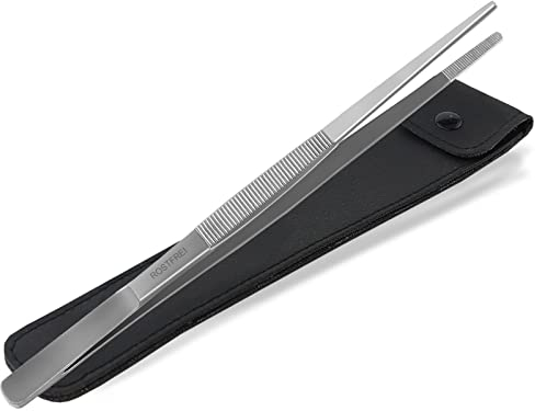 Profi Aquarium Terrarium Pinzette Wasserpflanzen Pflanzenpinzette aus rostfreiem Edelstahl Gerade Futterpinzette mit Innenzahnung Zubehör für Aquarien und Terrarien (20,0 cm)