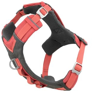Kurgo Journey Air Dog Harness - Secure Fit for Active Dogs - Padded Chest - Lightweight Ripstop Fabric - Breathable Mesh - Reflective Trim - Back Assist Handle - Coral - Small