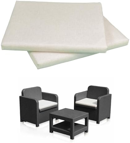 GHIOCUSCINI | Set di 2 Cuscini da Esterno per Salottino in Rattan, COLORE ECRU', Tessuto Cotone/Poliestere, Sfoderabile, 58 x 51 cm, Alto 5 cm, Made in Italy
