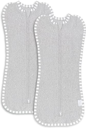 Bekväma ungar linda filt baby flicka pojke enkel dragkedja wrap 2-pack nyfödd spädbarn sovsäck (liten 0-3 månader, grå)
