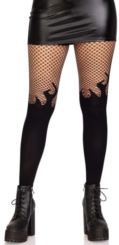 Leg Avenue Collant con Fiamma Opaca con Top a Rete, Taglia Unica Donna