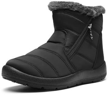 DREAM PAIRS Snöskor för kvinnor Vinterstövlar Varma skor,Size 42,Svart,SDSB2303W-E