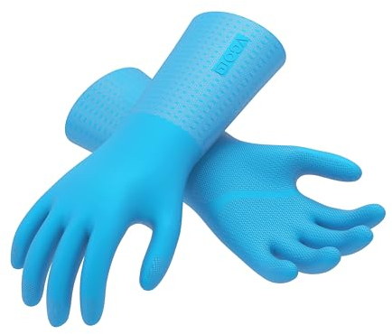 Vgo... Gants de Manipulation des Aliments en TPE de Qualité Alimentaire Résistants -10℃ à 100℃ pour la Transformation de la Viande, les Cuisines Commerciales et la Boulangerie (TP1117,Bleu,L,1 paire)