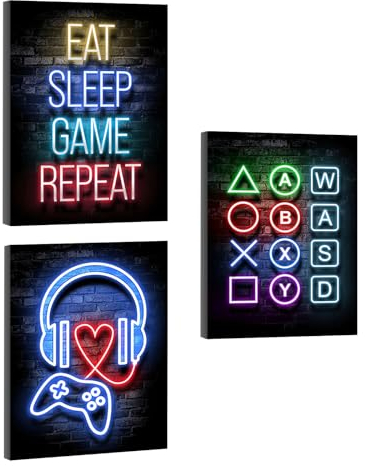 KiKiHong 3Pcs Gaming Poster Mit Bilderrahmen,Zimmer Deko Poster,Jugendzimmer Deko Jungen,Gaming Zubehör Zimmer Deko,Gaming Zimmer Deko,Haus Dekoration 20x30cm