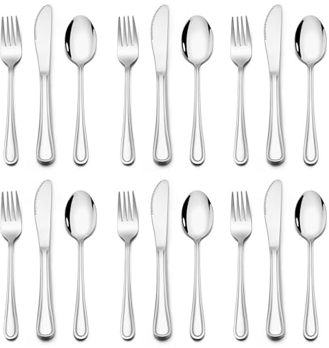 Joyfair Kids Cutlery Set, 18 Pcs Stainless Steel Childrens Cutlery Set, Toddler Flatware/Child Eating Utensils Include 6 Forks, 6 Spoons, 6 Safe Knives, Small Size & Reusable, Dishwasher Safe