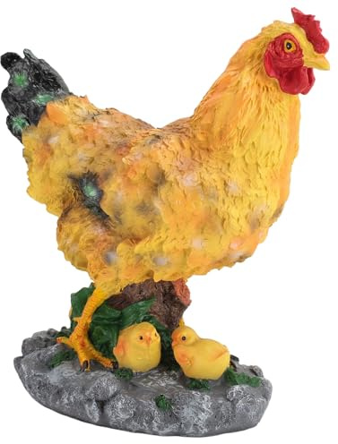 Statua di Gallina da Giardino con Pulcini Piccoli Sculture di Animali in Resina Decorazione Statua per Esterni, Figurine di Gallina Accessori da Giardino per Decorazioni da Scrivania Paesaggistiche Ma