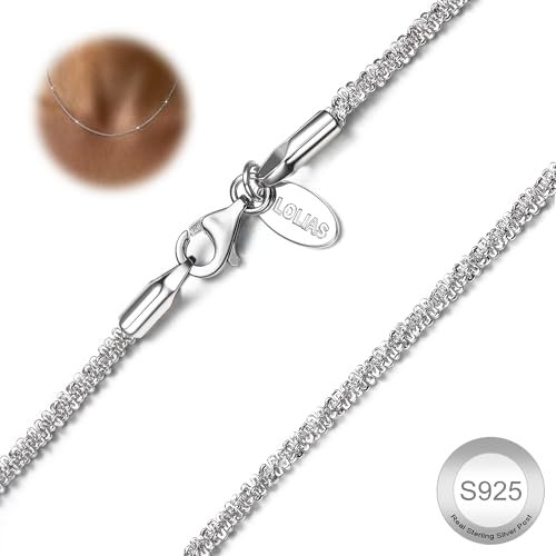 LOLIAS Silberkette Damen 925 Ohne Anhänger Diamant Halskette Kette Damen Silber 1.9 MM Lange Silberkette Choker Halskette für Damen Herren Glitzernde Schmuck Geschenke 40/45/50/55CM