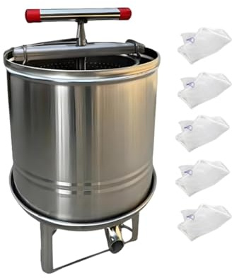 EHJRE Extractor de Miel Manual, Prensa para elaboración de Vino, Multifuncional con Base Estable, 5 Bolsas de Filtración