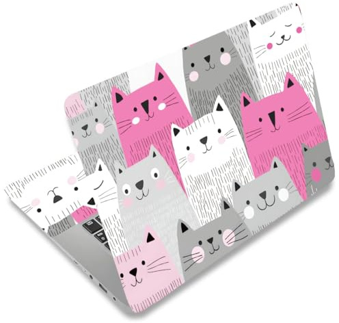 SUPERDANT Adesivo Universale Per Laptop E Notebook Con Gatti Grigi E Rosa Copertura Rimovibile 12 15.6 Pellicola Protettiva Personalizzata Per PC