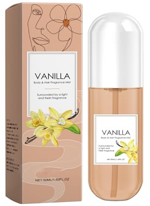 Nebbia per capelli e corpo, spray per il corpo alla vaniglia, da donna, a lunga durata, con oli essenziali, profumo leggero per pelle e capelli, formato da viaggio, idratante e rinfrescante, da