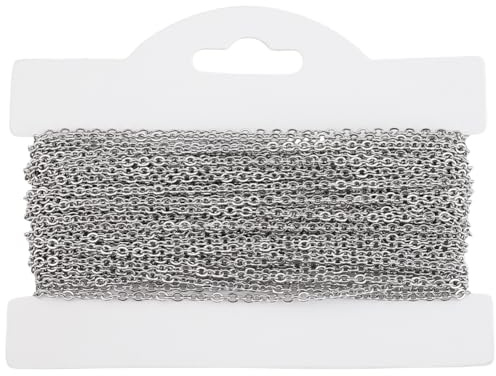 Beebeecraft Catena A Graffetta in Acciaio Inossidabile da 32.8 Piede Cavo Ovale in Metallo Argentato da 2mm Collana A Graffetta Catene A Maglie Lunghe Saldate Rotolo per La Creazione di