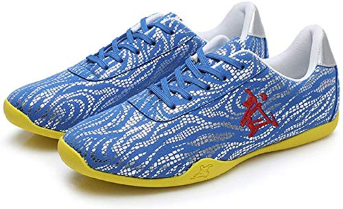 ZKHD Kampsportskor sneaker Tai Chi Wushu skor lätta Taekwondo träningsskor för daglig träning morgonövningar, blå-35