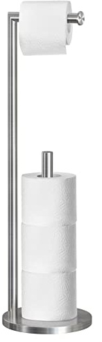 Topsky Free Standing Bathroom Toilet Paper Holder Stand Silver | Stainless Steel Rustproof Toilet Roll Holder with Reserve Function for 3-4 Jumbo Rolls, Freestanding Design, Quick Access