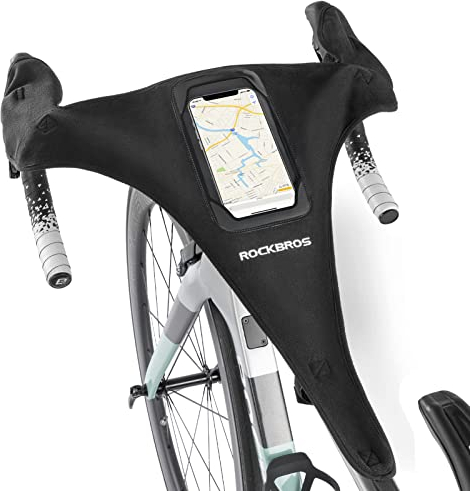 ROCKBROS Protector Sudor para Entrenamiento de Bicicleta, Cubierta Sudor para Ejercicio Rodillo con Pantalla Táctil para Móvil, Negro